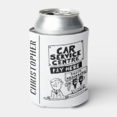 カーサービスセンターの整備士とショックアブソーバ 缶クーラー (缶正面)