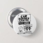 カーサービスセンターの整備士とショックアブソーバ 缶バッジ (正面&裏面)