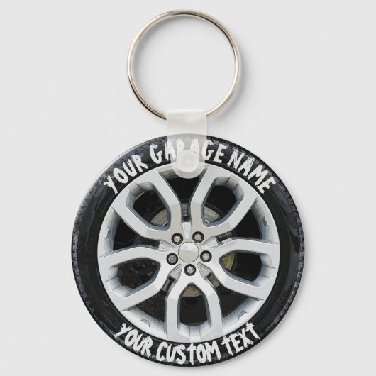 カーサービス修理車庫オーナータイヤホイールカスタム キーホルダー (正面)