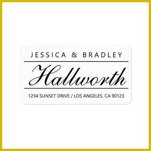 カーシクールブ苗字スクリプトB&W差出人住所 ラベル