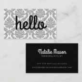 カーシブハローミニマリストフォント |ダマスクパターン 名刺 (正面/裏面)