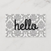 カーシブハローミニマリストフォント |ダマスクパターン 名刺 (正面)