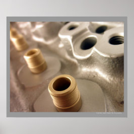 カーシリンダーヘッド金属幾何学的デザインポスター ポスター