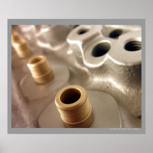 カーシリンダーヘッド金属幾何学的デザインポスター ポスター
