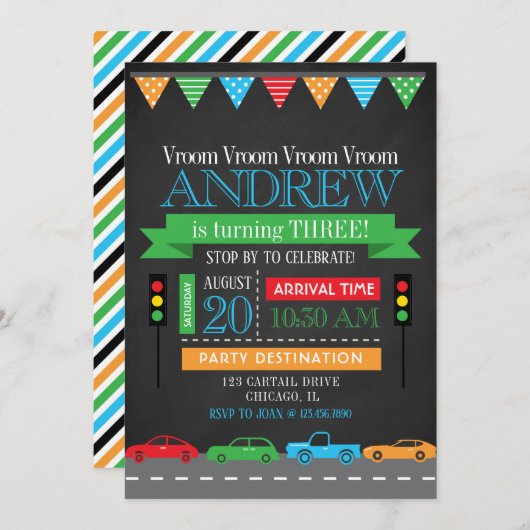 カーズシャルボードバースデーパーティー 招待状 (正面/裏面)