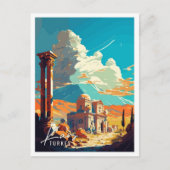 カーズターキーヴィンテージ旅行イラストレーション ポストカード (正面)