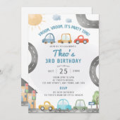 カーズバースデーパーティー招待輸送テーマ 招待状 (正面/裏面)