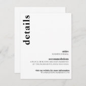 カーソモダンン結婚の詳細カード 招待状 (正面/裏面)