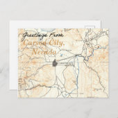 カーソンシティネバダヴィンテージの地図 ポストカード (正面/裏面)