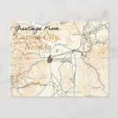 カーソンシティネバダヴィンテージの地図 ポストカード (正面)
