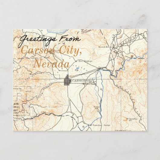 カーソンシティネバダヴィンテージの地図 ポストカード (正面)