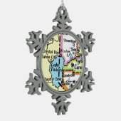 カーソンシティ地図クリスマスオーナメント スノーフレークピューターオーナメント (左)