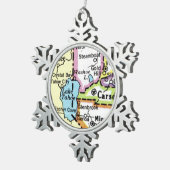 カーソンシティ地図クリスマスオーナメント スノーフレークピューターオーナメント (右)