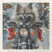 カーソンドッグ乗用オートバイクリスマス ガラスコースター (正面)