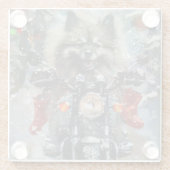 カーソンドッグ乗用オートバイクリスマス ガラスコースター (裏面)