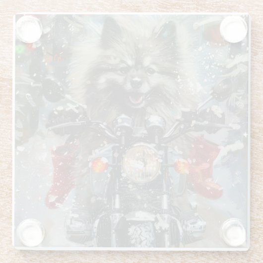 カーソンドッグ乗用オートバイクリスマス ガラスコースター (裏面)