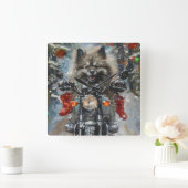 カーソンドッグ乗用オートバイクリスマス スクエア壁時計 (ホーム)