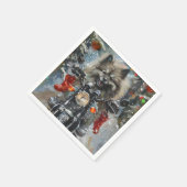 カーソンドッグ乗用オートバイクリスマス スタンダードカクテルナプキン (角)