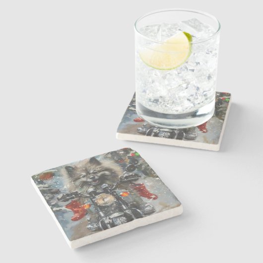 カーソンドッグ乗用オートバイクリスマス ストーンコースター (横)