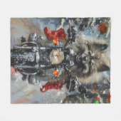 カーソンドッグ乗用オートバイクリスマス フリースブランケット (正面(横))