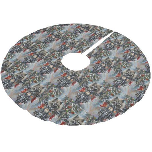 カーソンドッグ乗用オートバイクリスマス ブラッシュドポリエステルツリースカート (アングル)