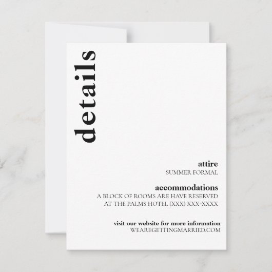 カーソン モダン ウェディング 詳細カード 招待状 (正面)