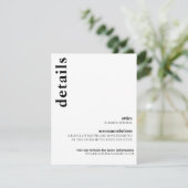 カーソン モダン ウェディング 詳細カード 招待状 (スタンド正面)