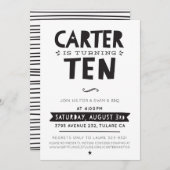 カーターのモダンカスタムデザイン誕生日パーティー 招待状 (正面/裏面)