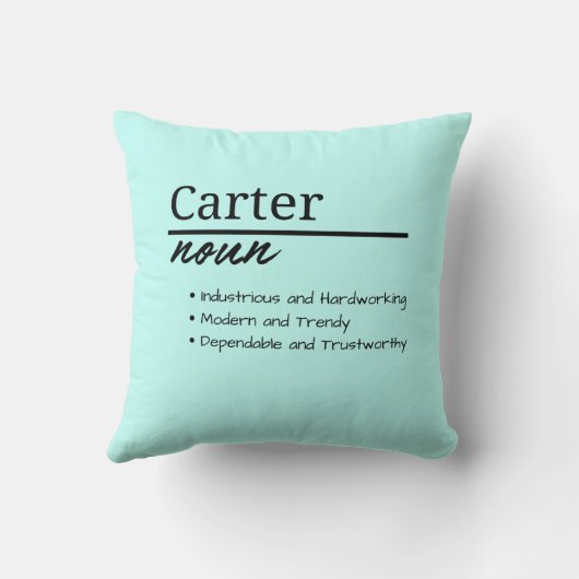 カーター、男のパーソナライズされた子の名前定義 クッション (裏面)