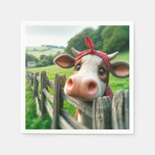 カーチを着たハイファー牛 スタンダードカクテルナプキン (正面)