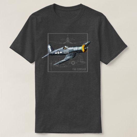 カーティスF4Uコルセア第2次世界大戦ファイター飛行機 Tシャツ (デザイン正面)