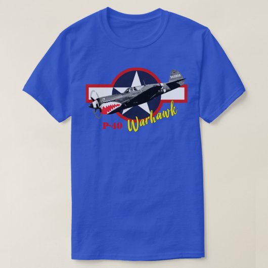 カーティスP40ウォーホークワールドII戦闘機 Tシャツ (デザイン正面)