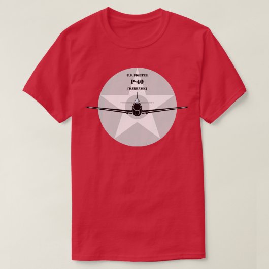 カーティスP40ワルホークWWII戦闘機 Tシャツ (デザイン正面)