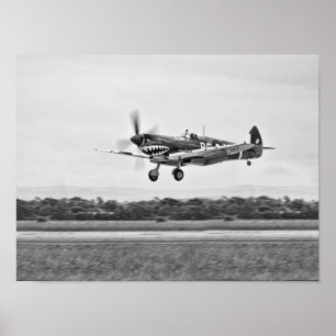 カーティスP-40ウォーホークファイターエア飛行機 ポスター