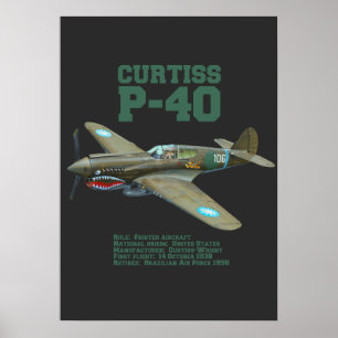 カーティスP-40ワルホーク 第2次世界大戦飛行機 ポスター