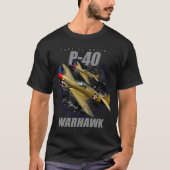 カーティスP-40ワルホークUSAF第2次世界大戦戦闘機 Tシャツ (正面)
