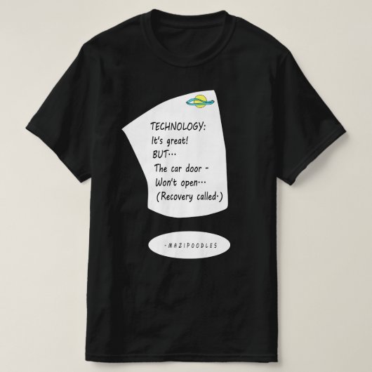 カーテクノロジー – ブラックレタリング Tシャツ (デザイン正面)