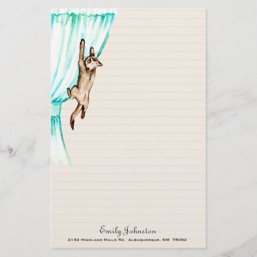 カーテンのカスタムの文房具の子猫 便箋 (正面)