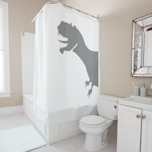 カーテンの後ろの恐竜 シャワーカーテン (インサイチュ)