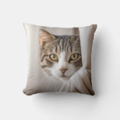 カーテンを掛けたタビー猫 クッション (正面)