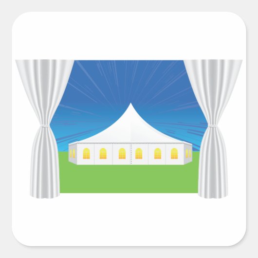 カーテンエレガント付き白イベントテント スクエアシール (正面)