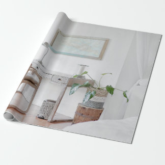 カーテン付近の空机 ラッピングペーパー