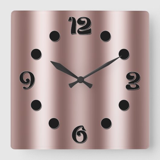カーテン用ぼやけベージュブラウンストライプ縦型 スクエア壁時計 (正面)