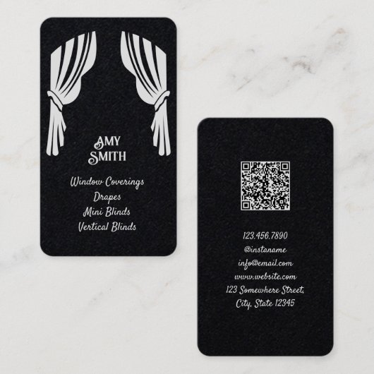 カーテン窓被覆カスタムQR名刺 名刺 (正面/裏面)
