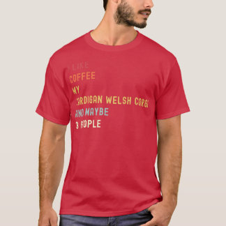 カーデおもしろいガンウェルシュコーギーレトロドッグとコーヒーロ Tシャツ