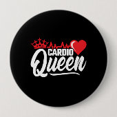 カーディオフィットネスクイーンクラウンジムエクササイズトレーニング 缶バッジ (正面)