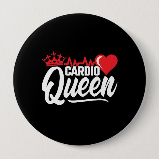 カーディオフィットネスクイーンクラウンジムエクササイズトレーニング 缶バッジ (正面)