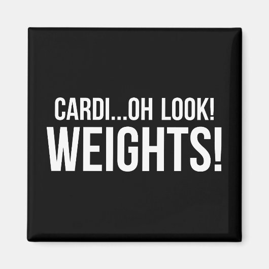 カーディオvsウエイト – おもしろいノベルティジムトレーニング マグネット (正面)