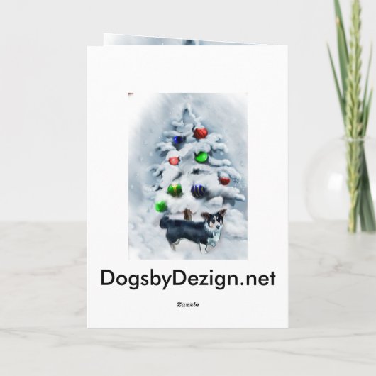 カーディガンのウェルシュコーギーのクリスマス シーズンカード (裏面)