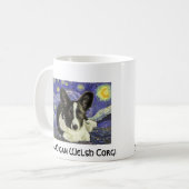 カーディガンのウェルシュコーギーのゴッホの星明かりの夜マグ コーヒーマグカップ (正面左)